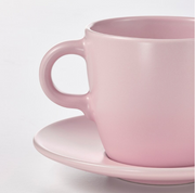 IKEA FÄRGKLAR Cup with saucer, matt light pink, 25 cl -  Pack of 4