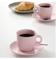 IKEA FÄRGKLAR Cup with saucer, matt light pink, 25 cl -  Pack of 4