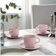 IKEA FÄRGKLAR Cup with saucer, matt light pink, 25 cl -  Pack of 4